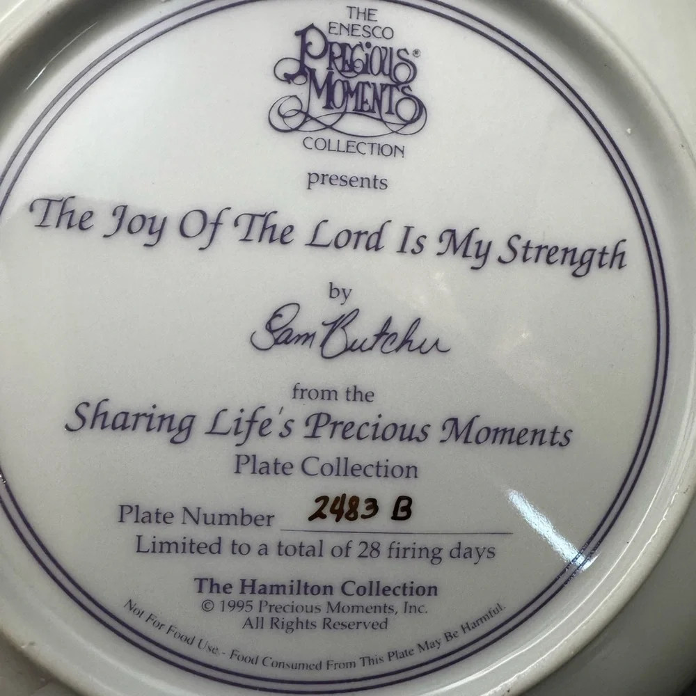 Plate Sharing Life's Precious Moments The Joy of the Lord is My Strength W/ COA